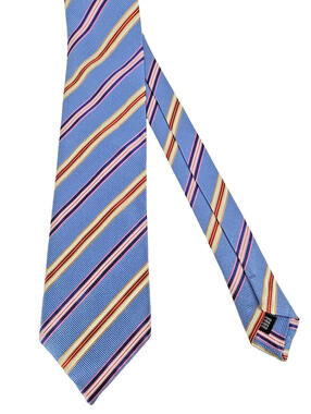 Florence Style Blue Multicolored stripe Repp Tie Handmade Italy 100% Seta Silk